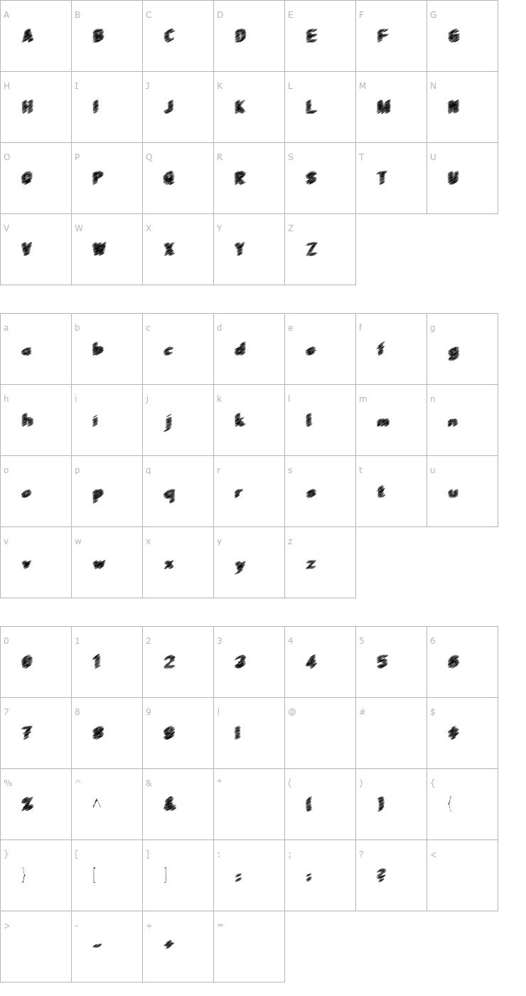 Character Map ScrFIBbLE Bold Font