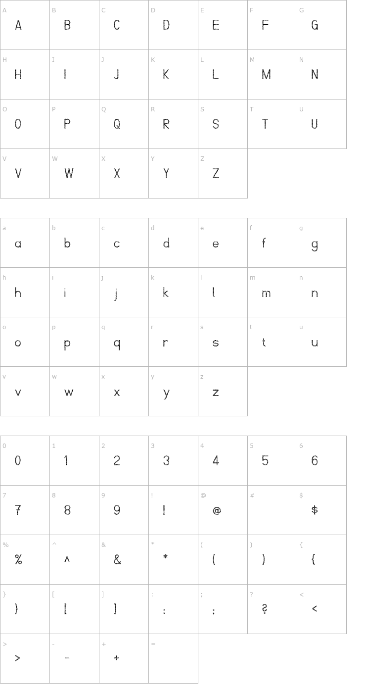 Character Map ScrFIBbLE Font
