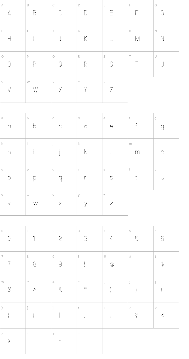Character Map ScrFIBbLE Italic Font