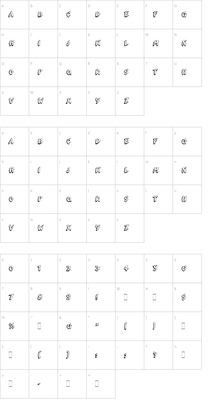 Character Map Scriba LET Plain Font