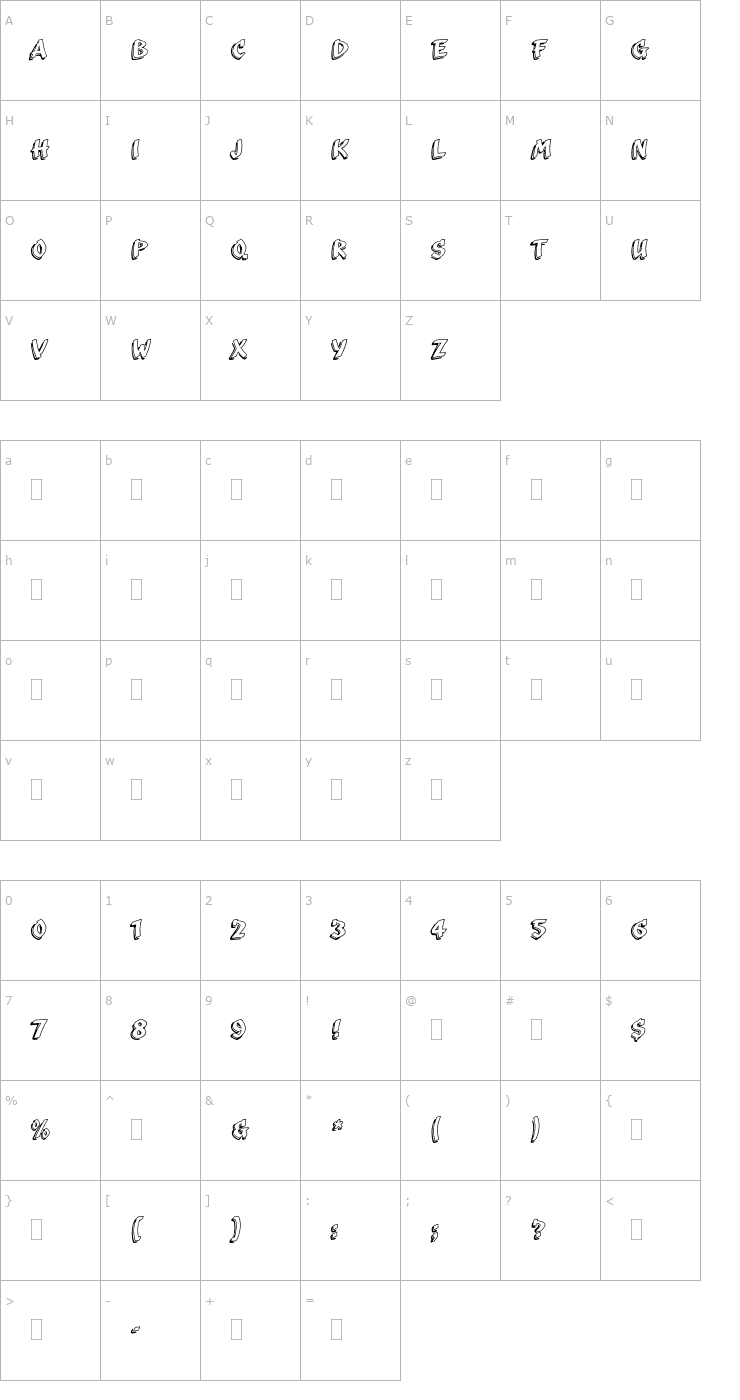 Character Map ScribaPlain Font