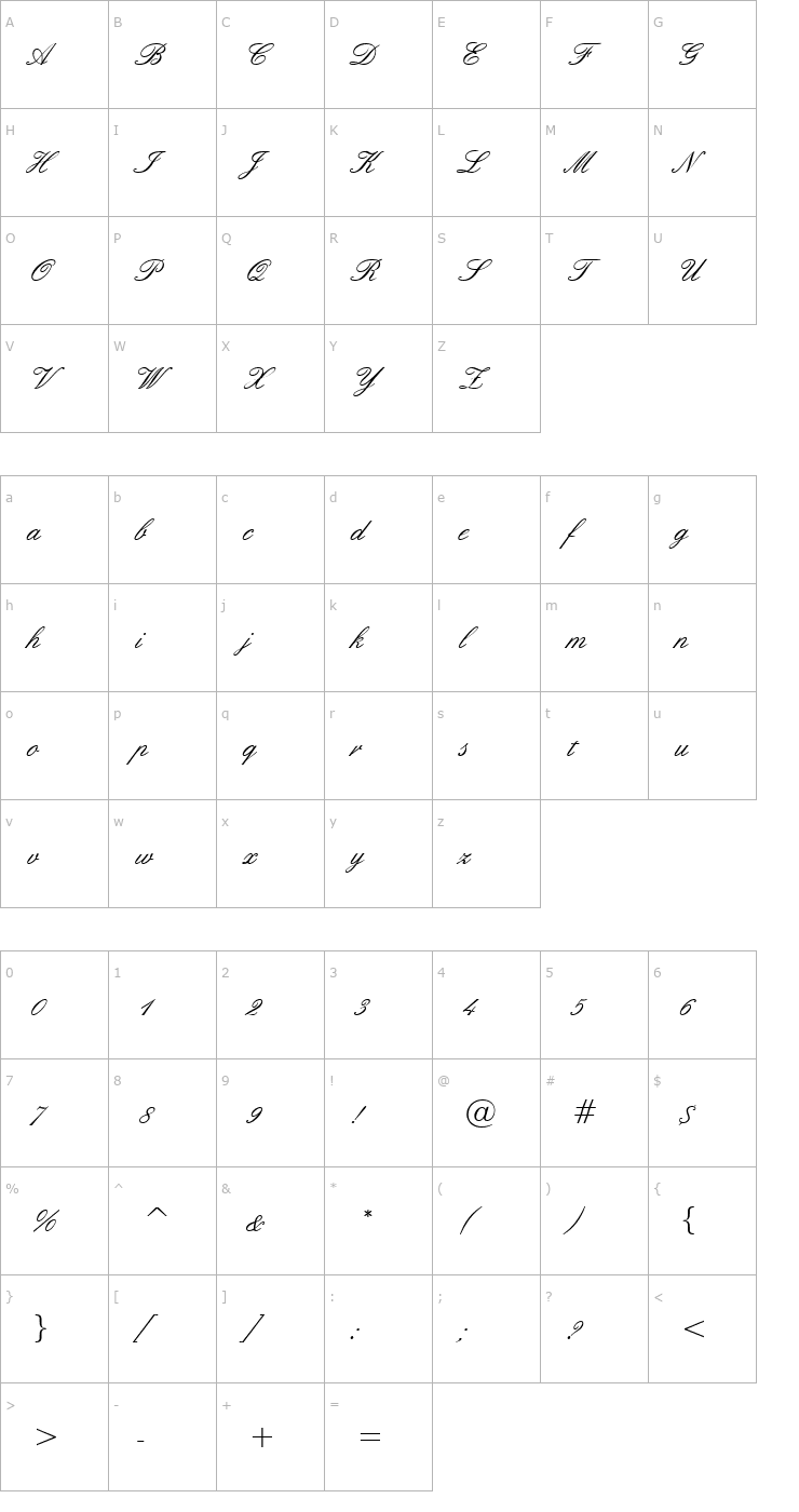 Character Map Script 33 Normal Font