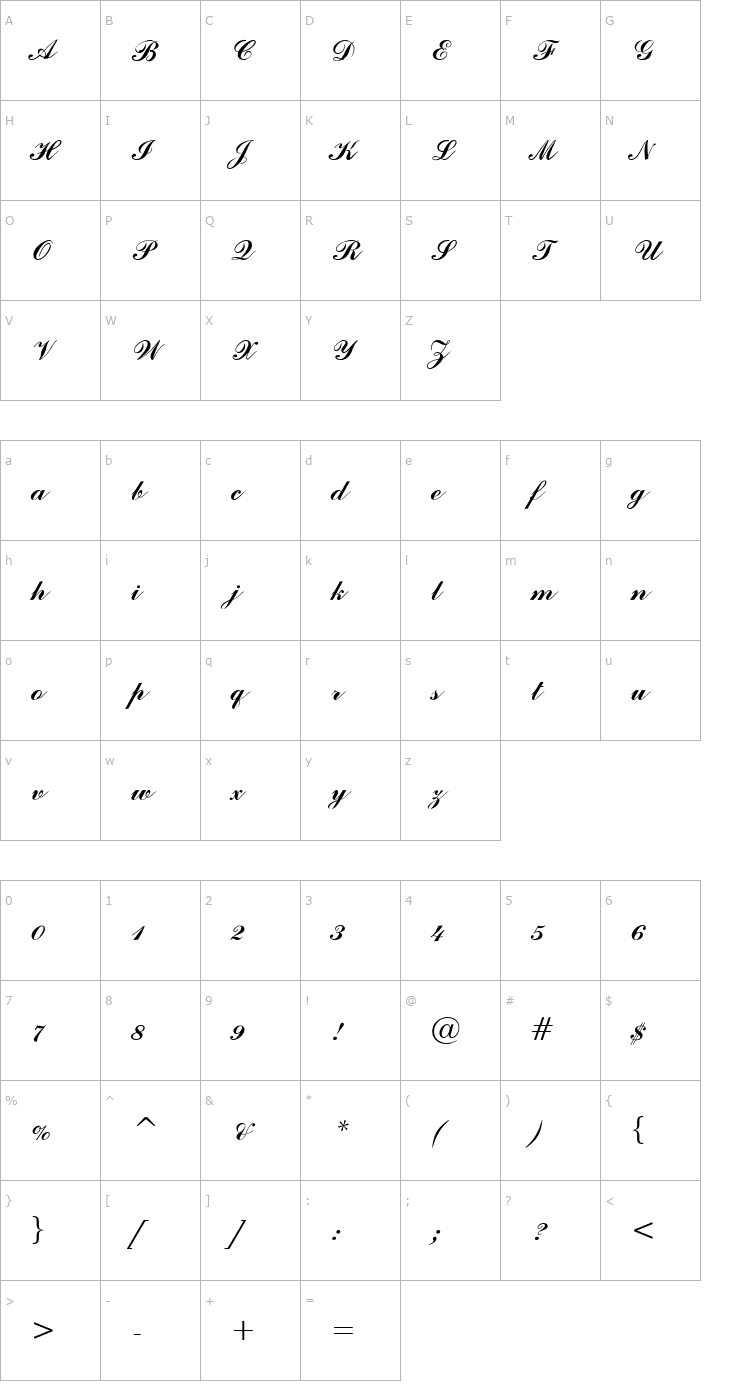 Character Map Script 92 Normal Font