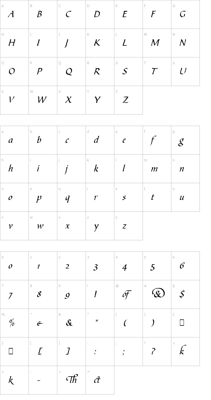 Character Map Script-B730-Regular Font