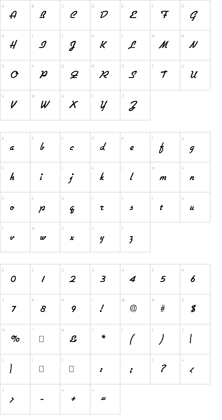 Character Map Script-G731-Regular Font