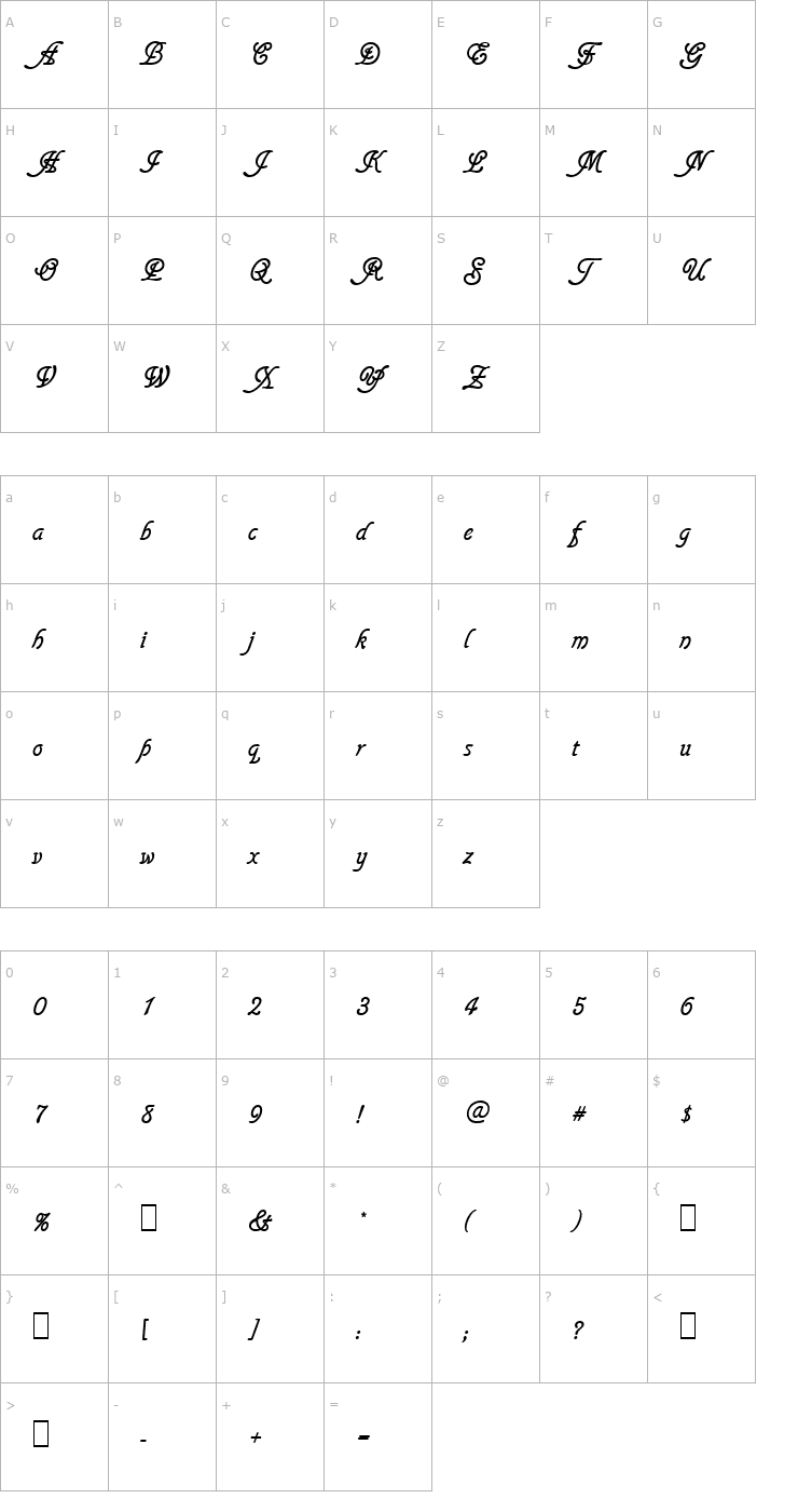 Character Map Script-G760-Regular Font