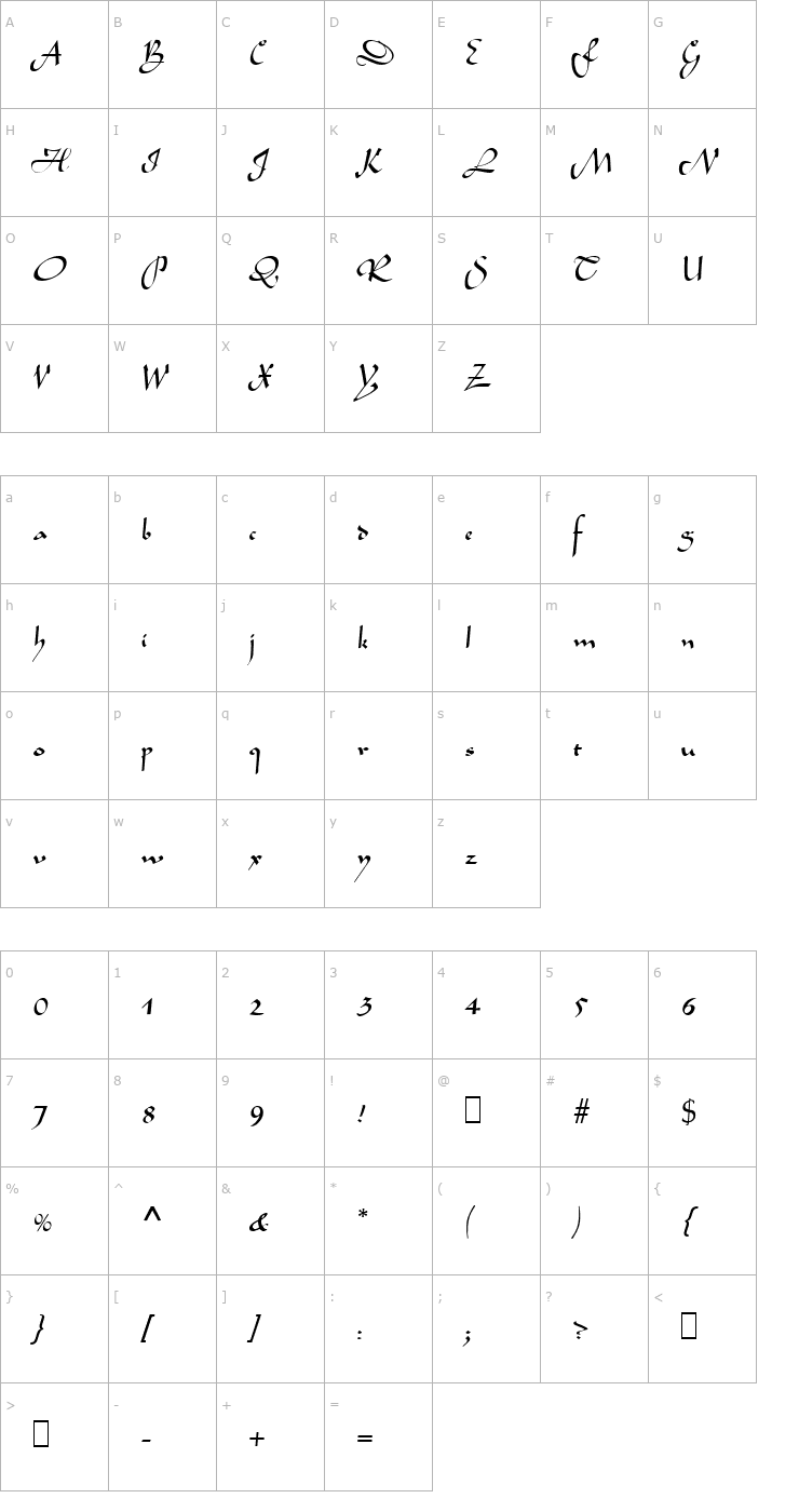 Character Map Script-L690-Regular Font