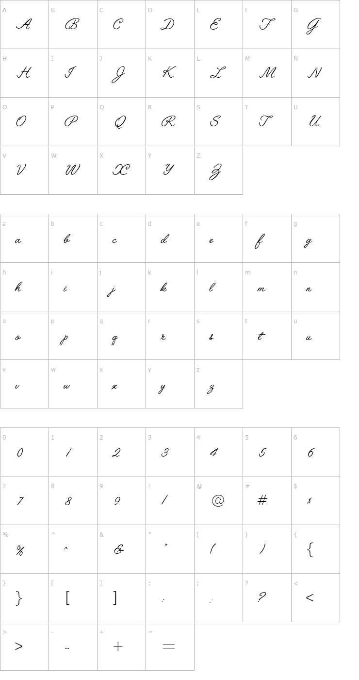 Character Map Script-L691-Regular Font
