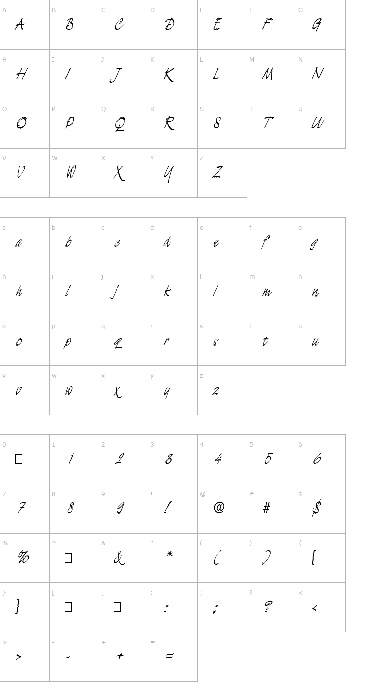 Character Map Script-L850-Regular Font