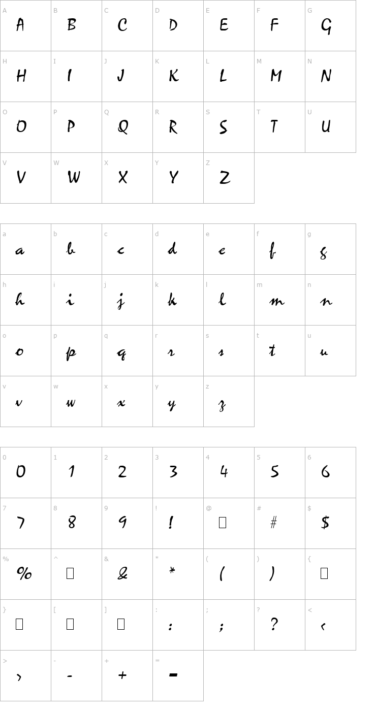 Character Map Script-M730-Regular Font