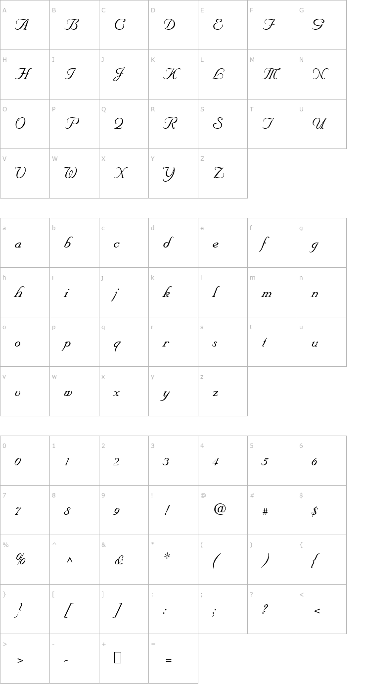 Character Map Script-N690-Regular Font