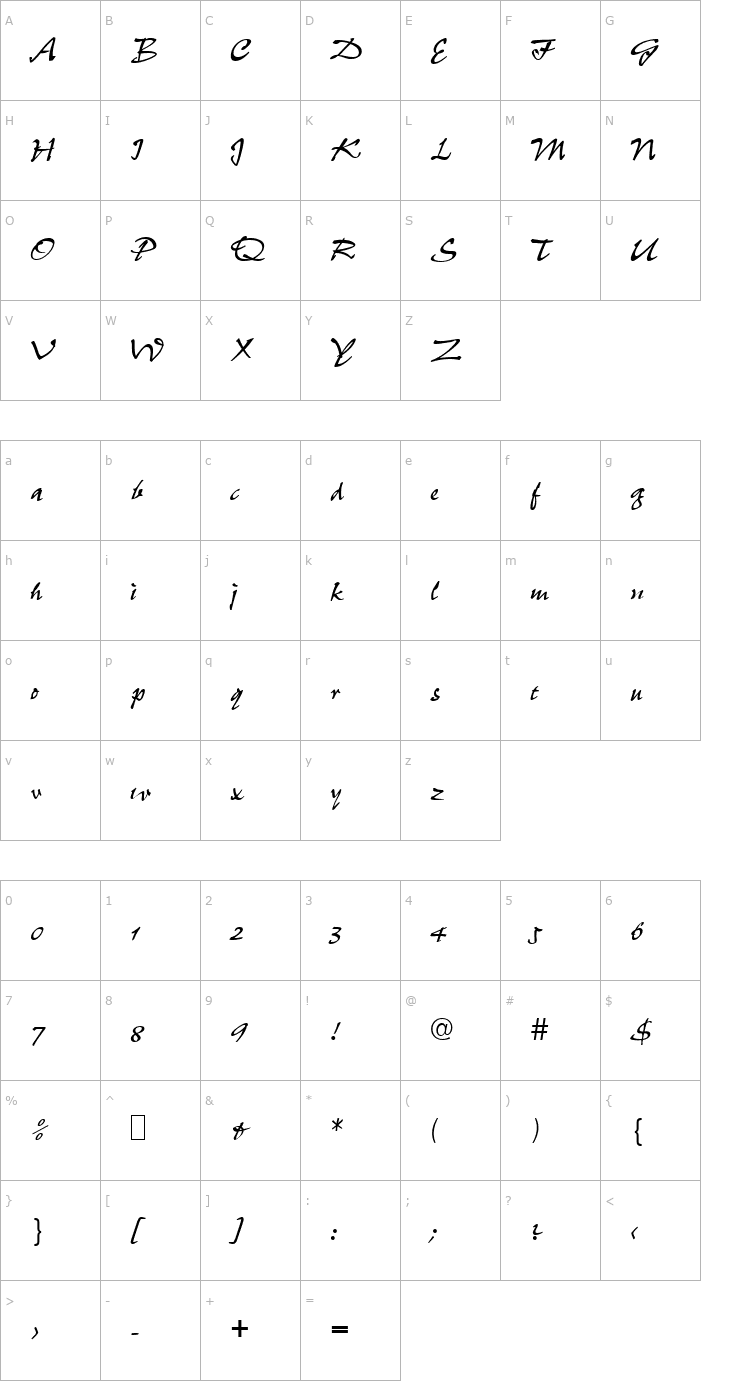Character Map Script-P690-Regular Font