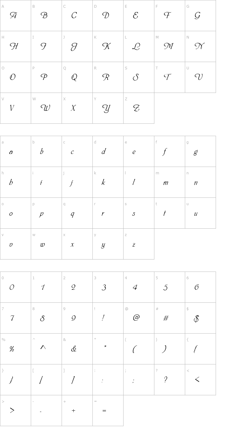 Character Map Script-P720-Regular Font