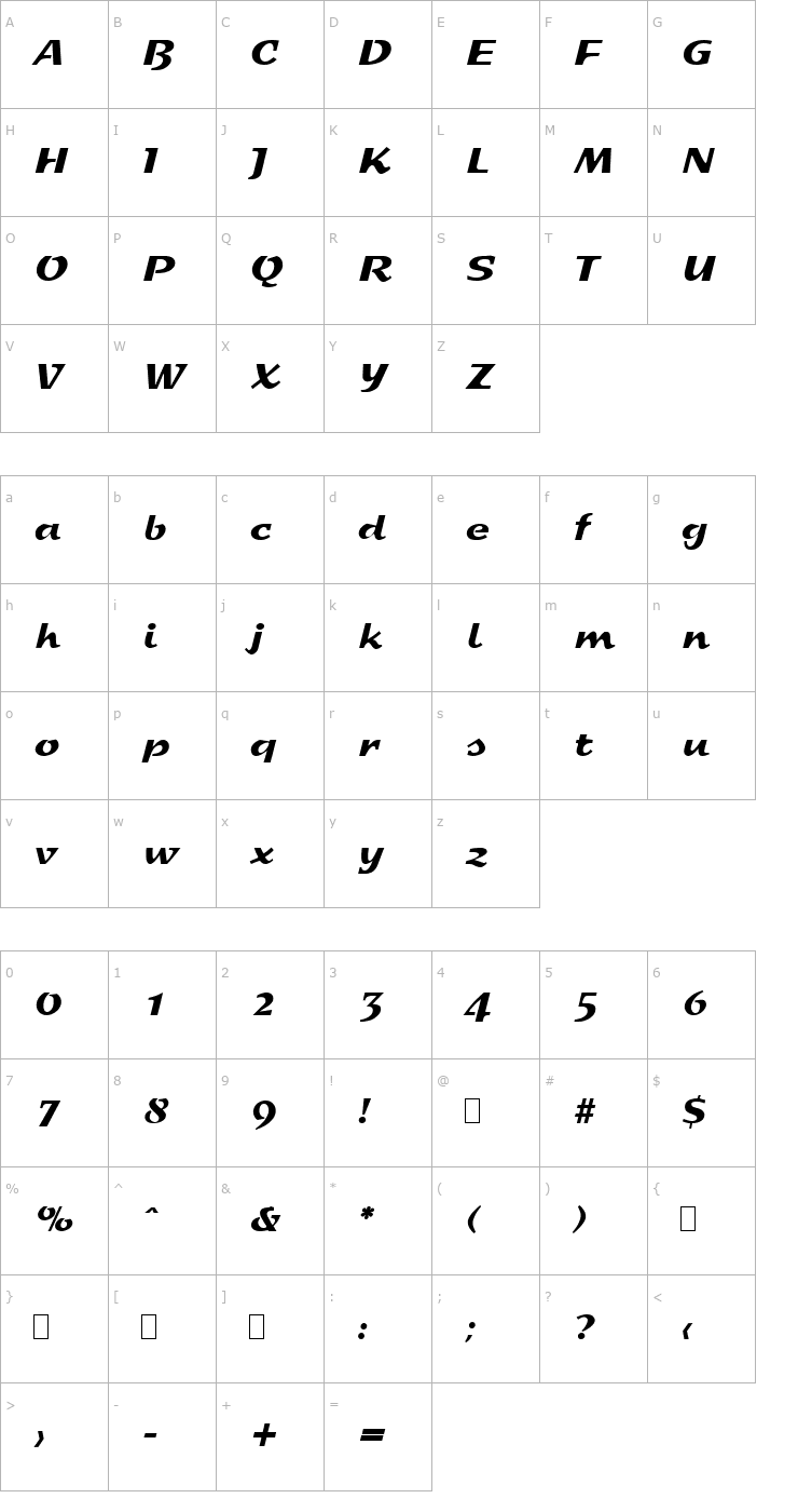 Character Map Script-S800-Regular Font