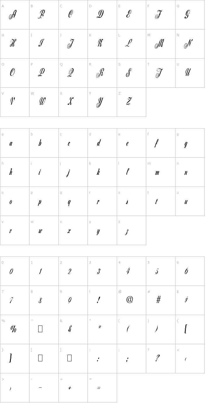 Character Map Script-Z650-Regular Font