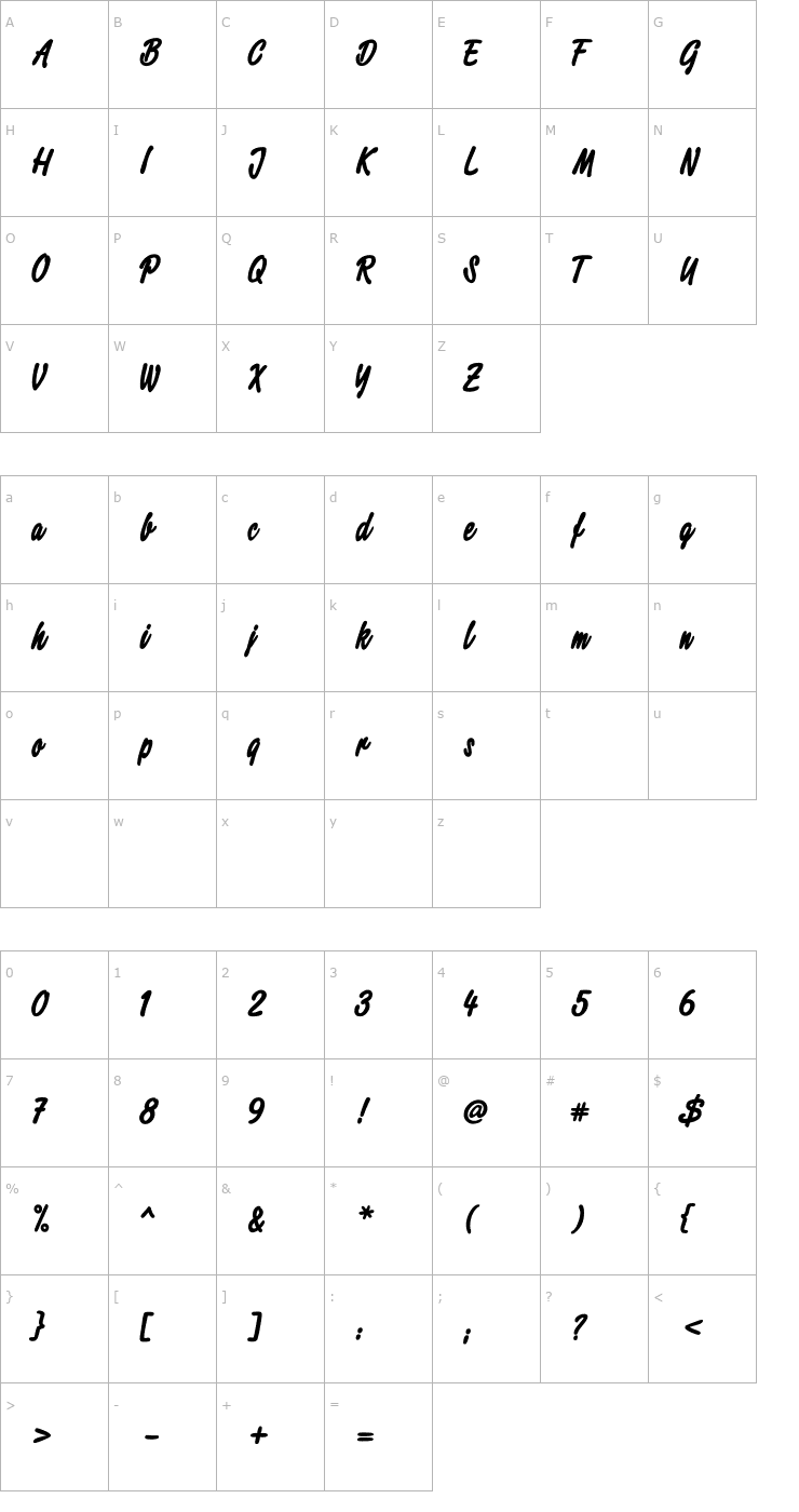 Character Map Script2 ExtraBold Font