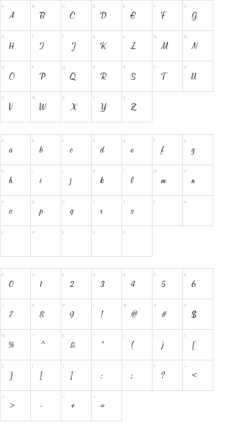 Character Map Script3 Light Font