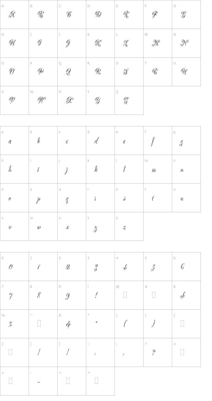 Character Map ScripteasePlain Font