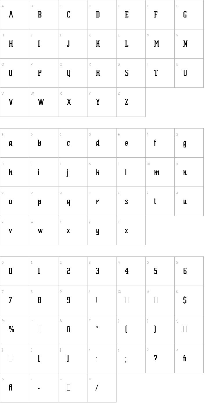 Character Map Scriptek LET Plain1.0 Font