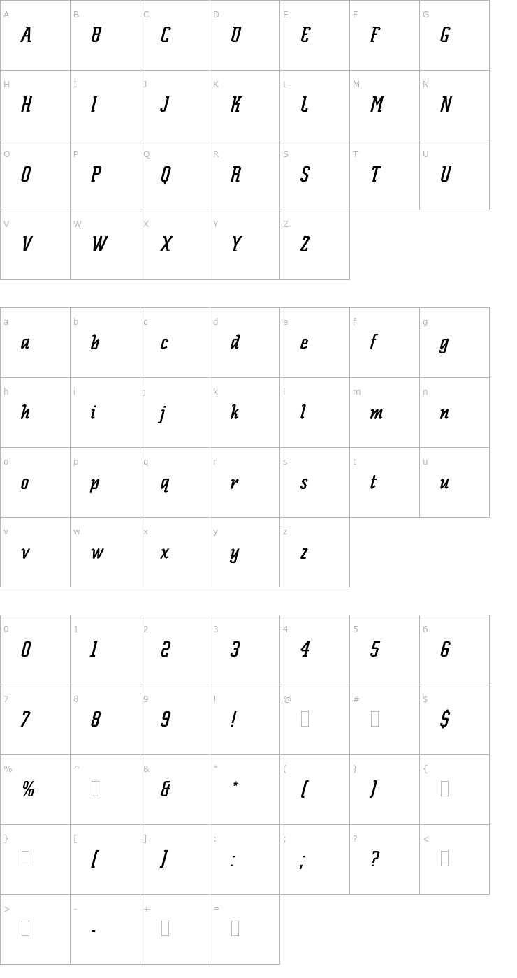 Character Map ScriptekItalicPlain Font