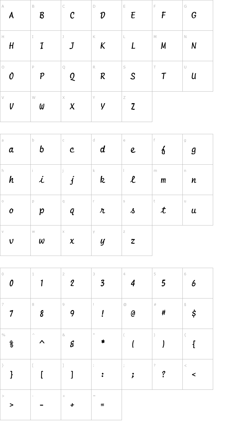 Character Map ScriptMono Bold Font