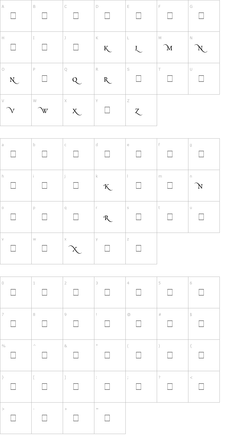Character Map Scriptoria Small Caps SSi Font
