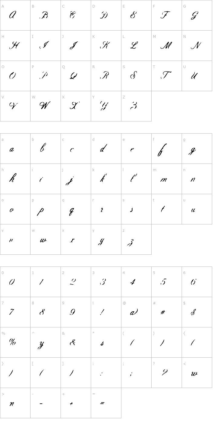 Character Map Scroll Font