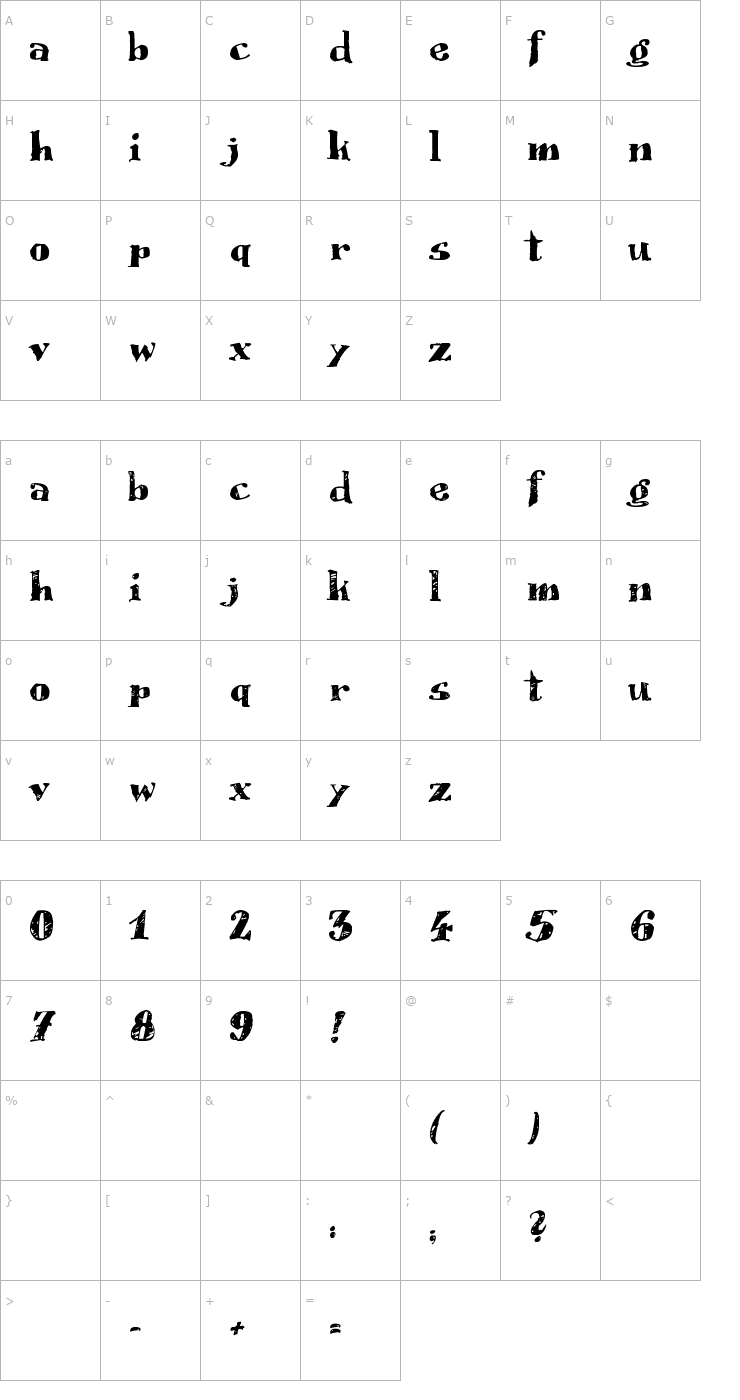 Character Map Scrubble Font