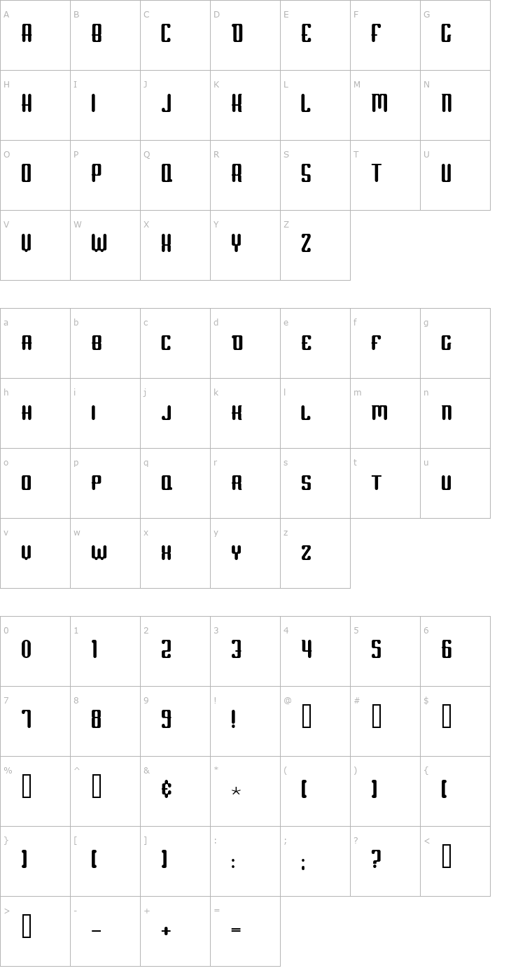 Character Map Scum of the Earth Font