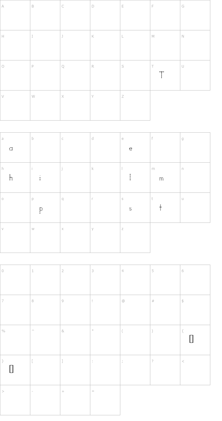 Character Map SD Manuscript Dashed S Font