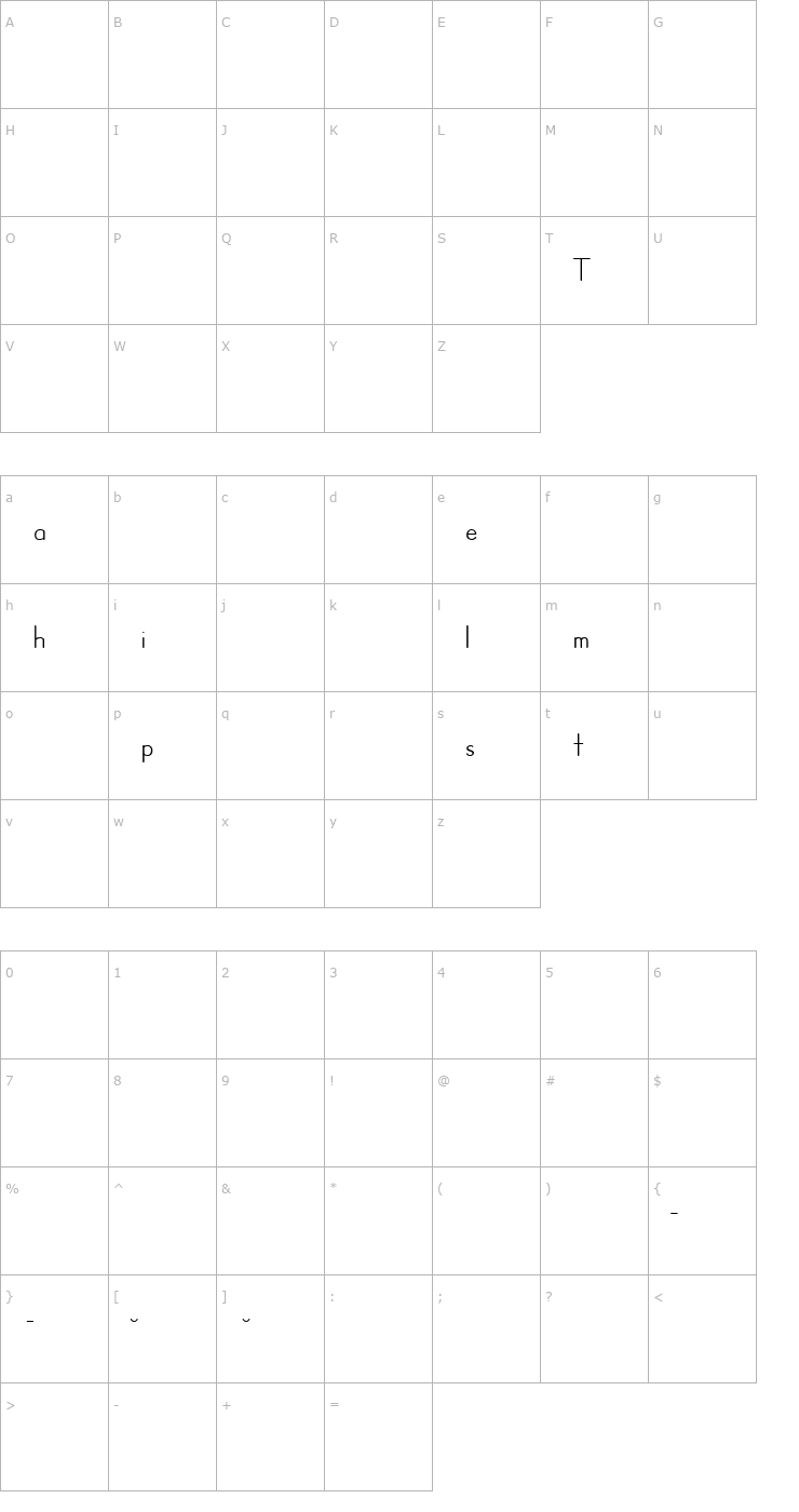 Character Map SD Manuscript S Font