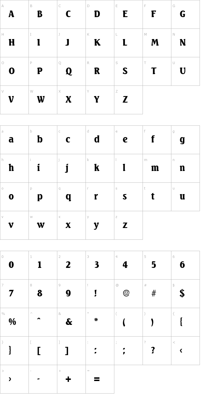 Character Map Seagull-Black Font