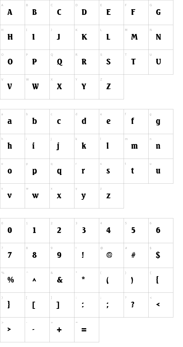 Character Map Seagull Bold Font