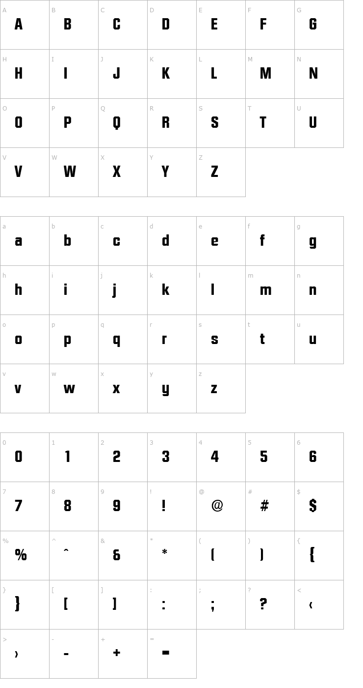 Character Map SeanBecker-ExtraBold Font