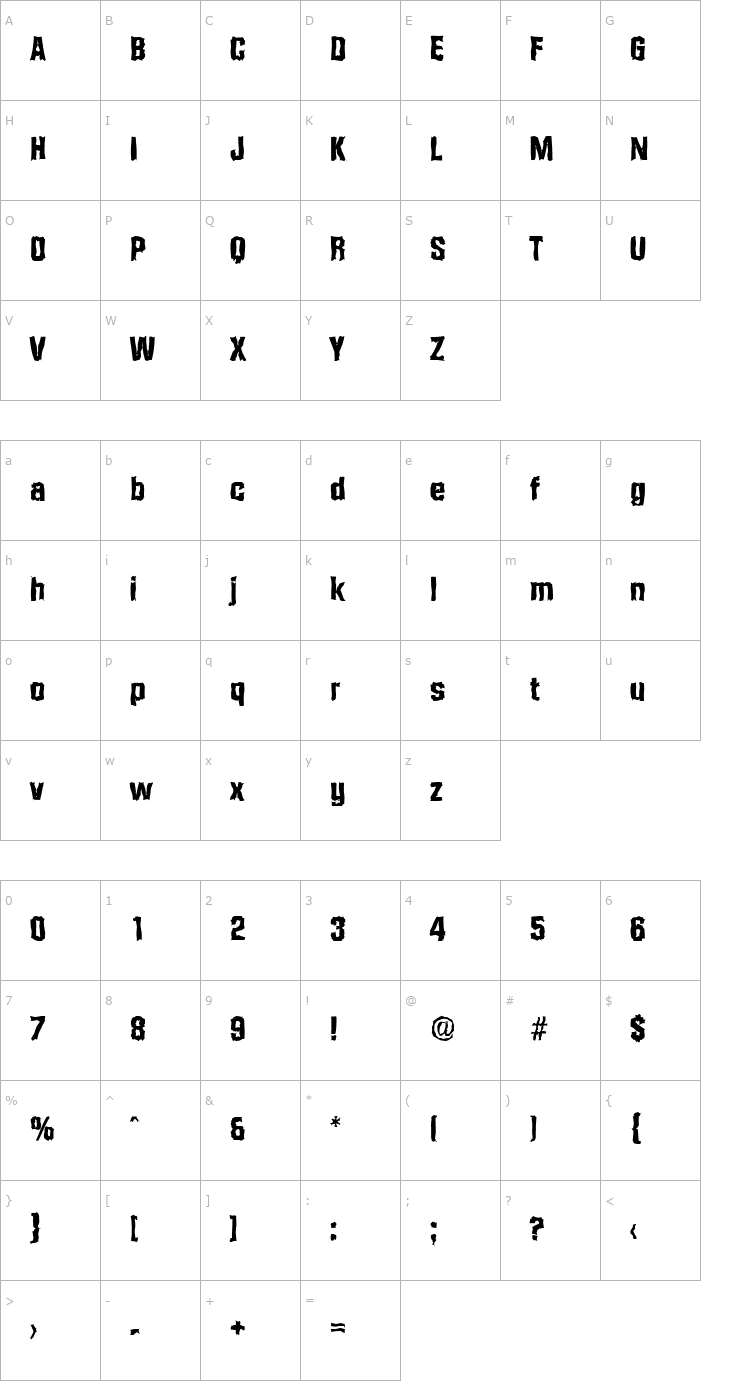 Character Map SeanBeckerRandom-ExtraBold-Regular Font