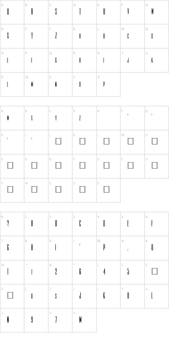 Character Map Searchlight Font