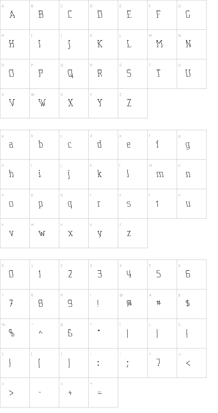 Character Map Seasick Font