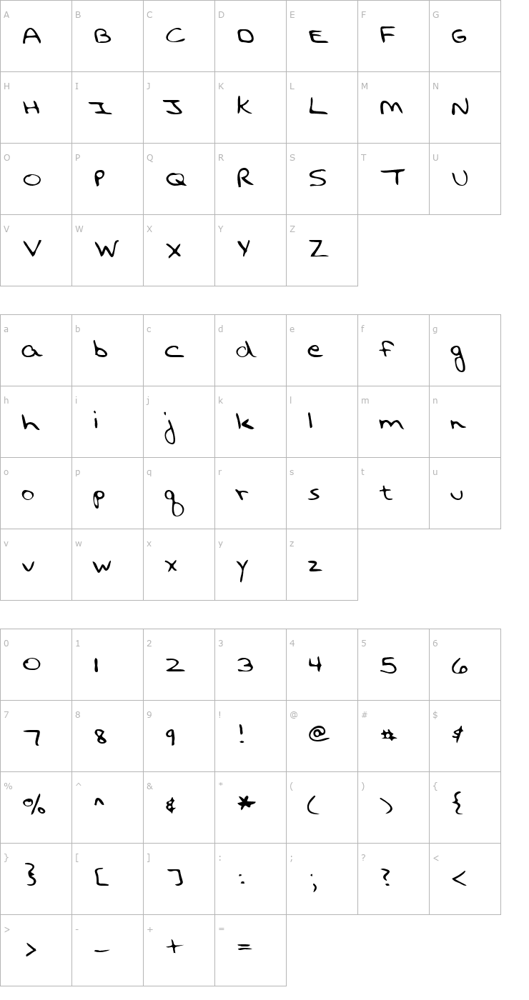 Character Map Seattle Regular Font