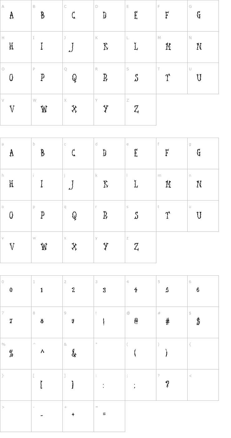 Character Map Seaweed Fire AOE Font