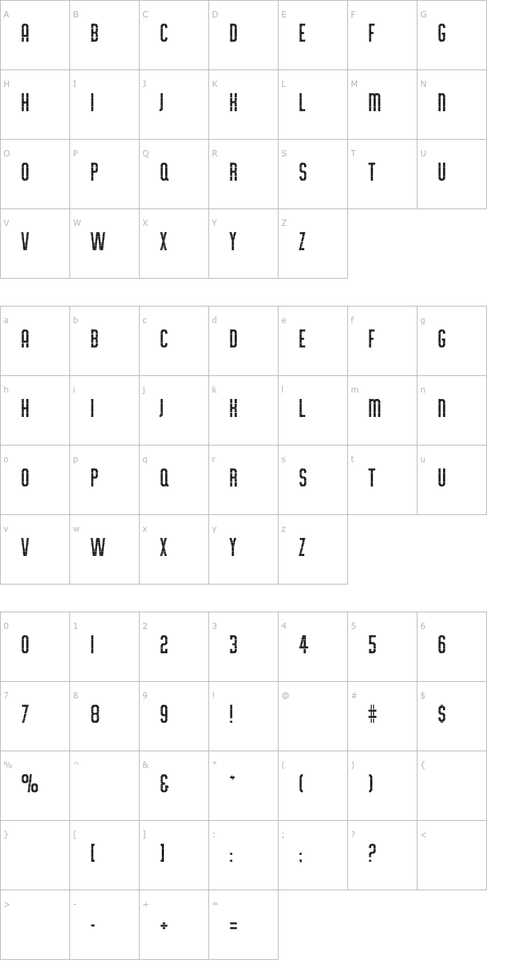 Character Map Section CG Bold Cond Font