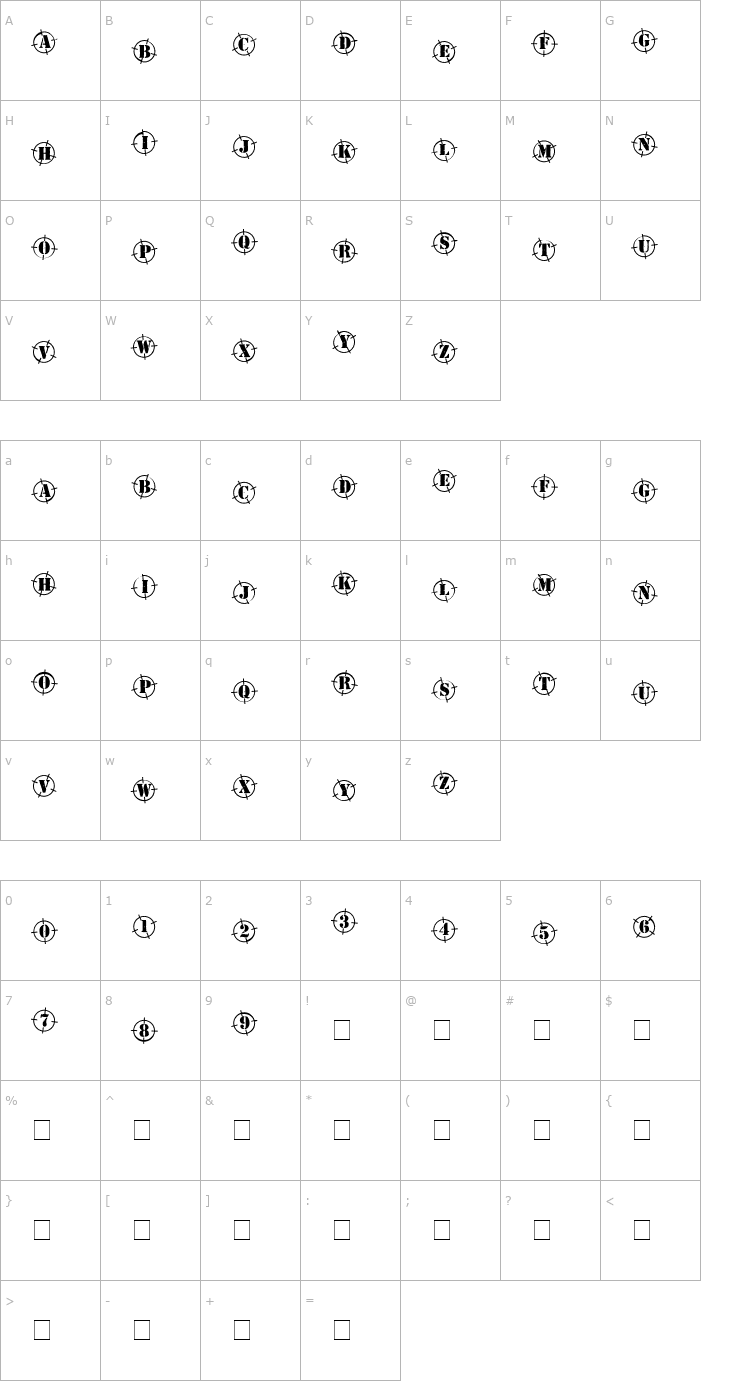 Character Map See the Beast Font