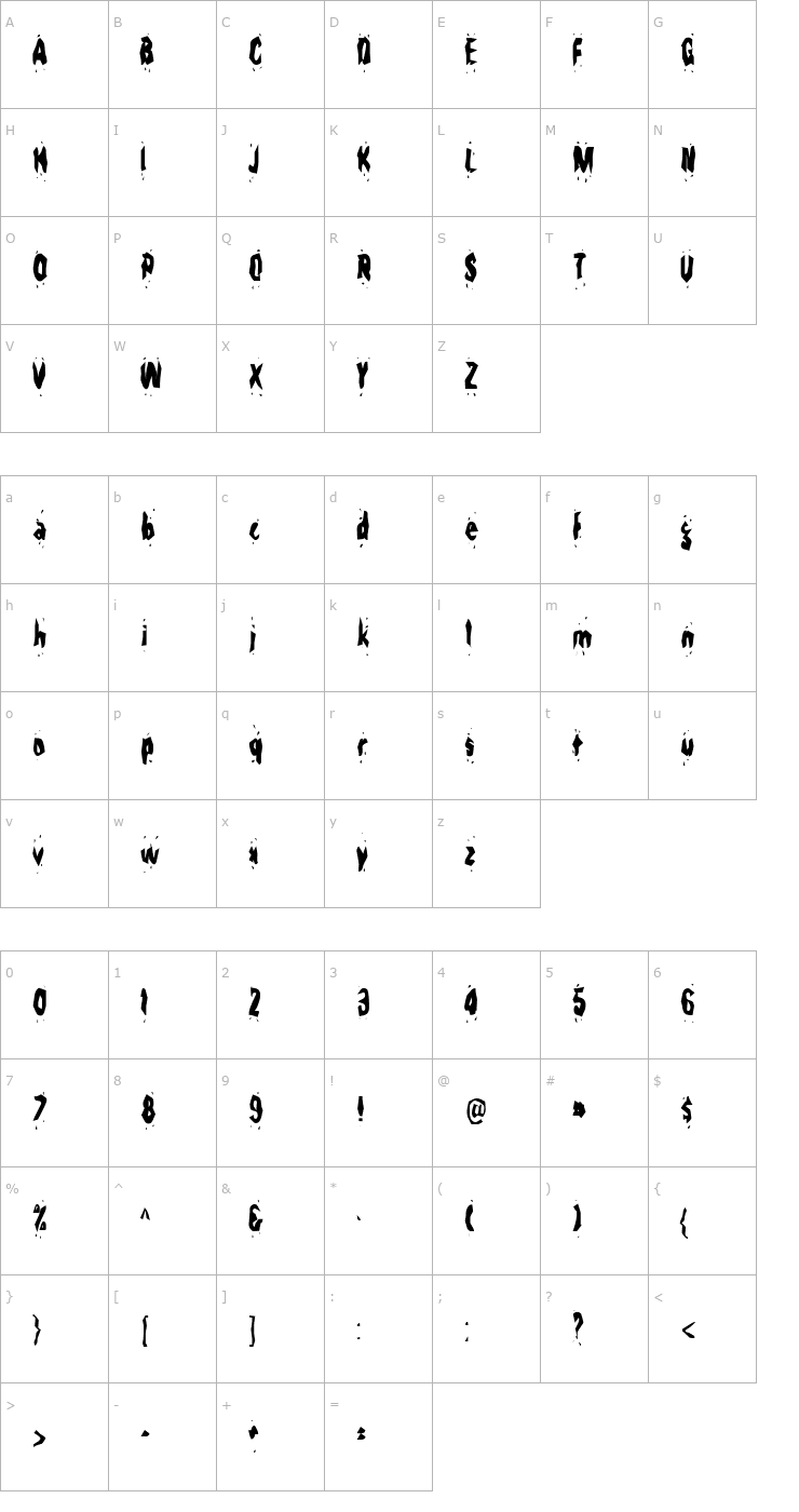 Character Map SeedPeopleCondensed Font