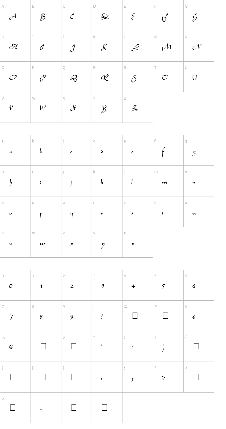 Character Map Semia Script SSi Font