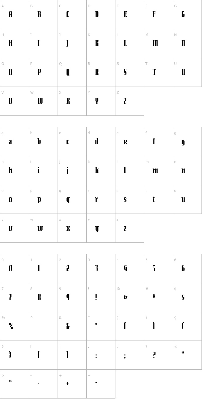 Character Map SenatorUltra Font
