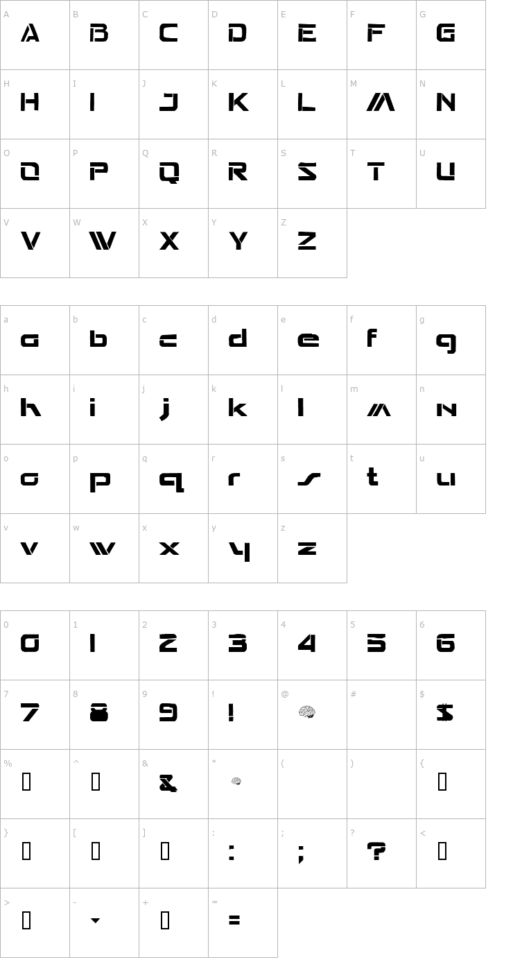 Character Map Seperated Font