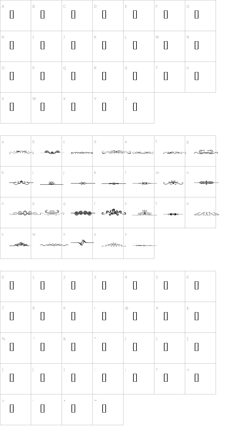 Character Map Seperates Font