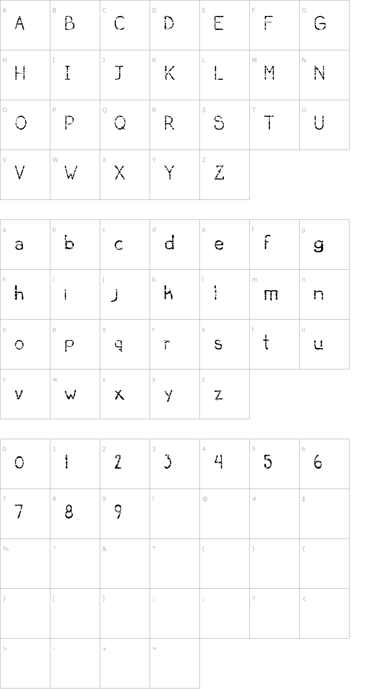 Character Map Serial Killer Font