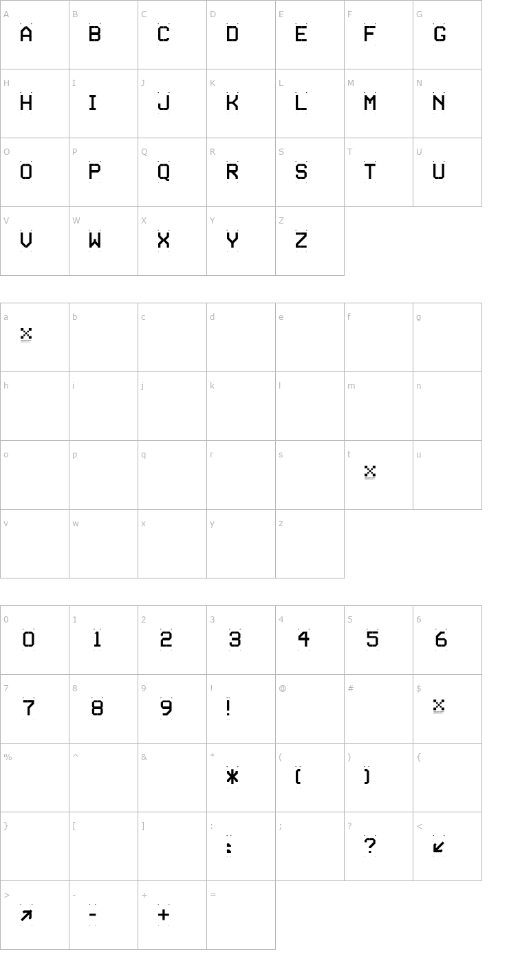 Character Map SERIESD Font