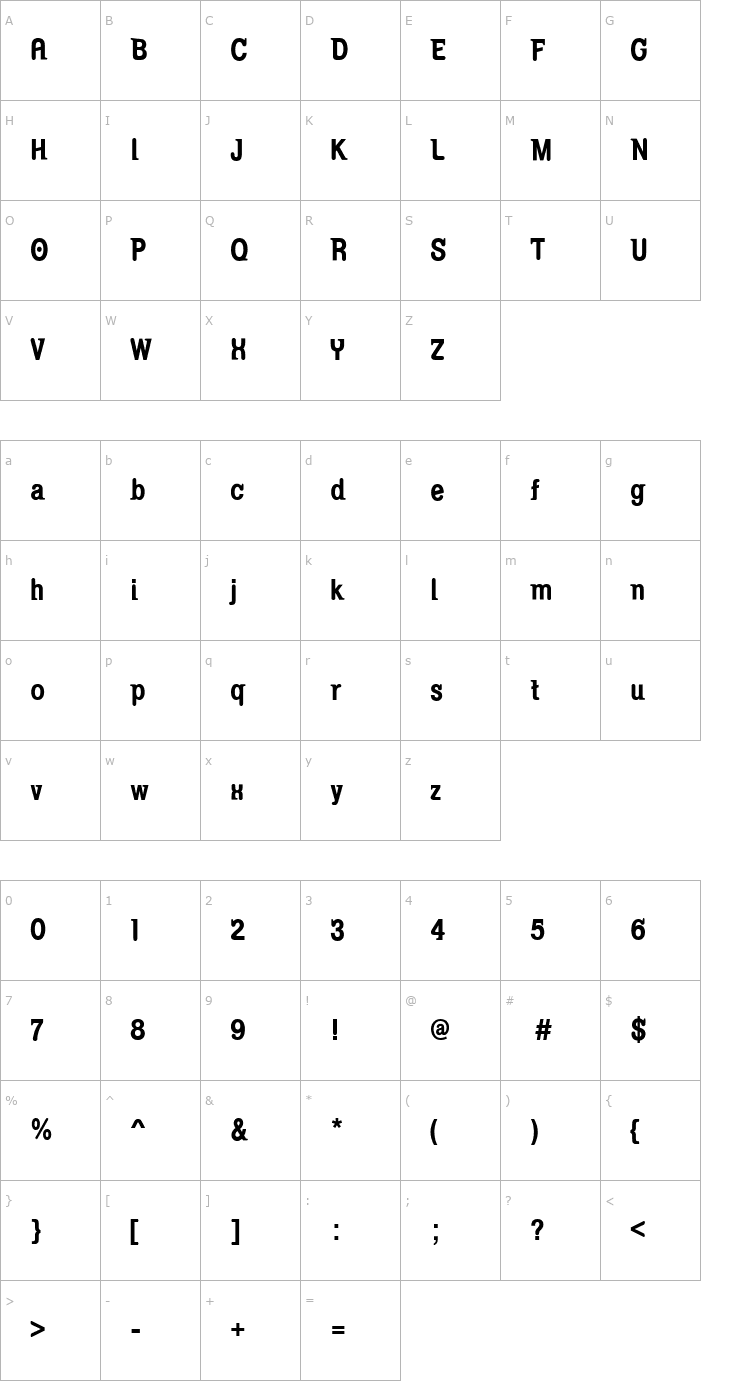 Character Map Serifina Font