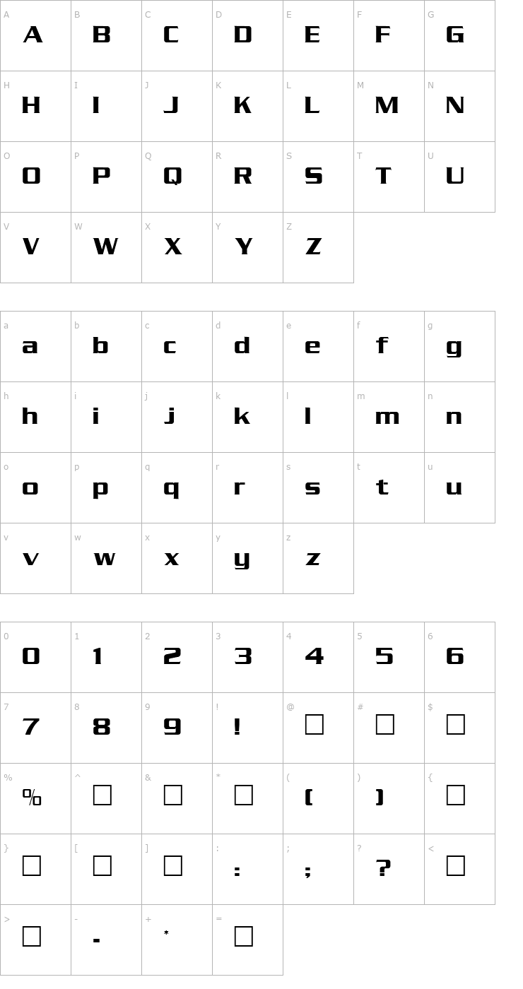 Character Map Serpentin Font